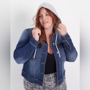 Lane Bryant Denim Jacket with Removable Hood Size 14
